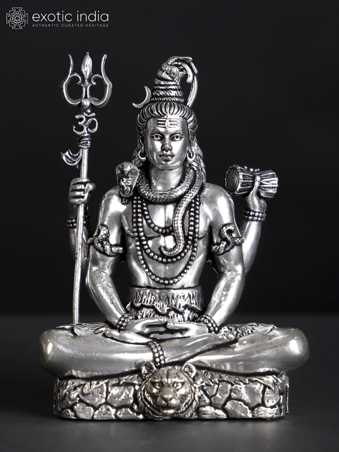 

Exotic India Silver-Toned Lord Shiva Silver-Plated Brass Religious Idol Showpiece