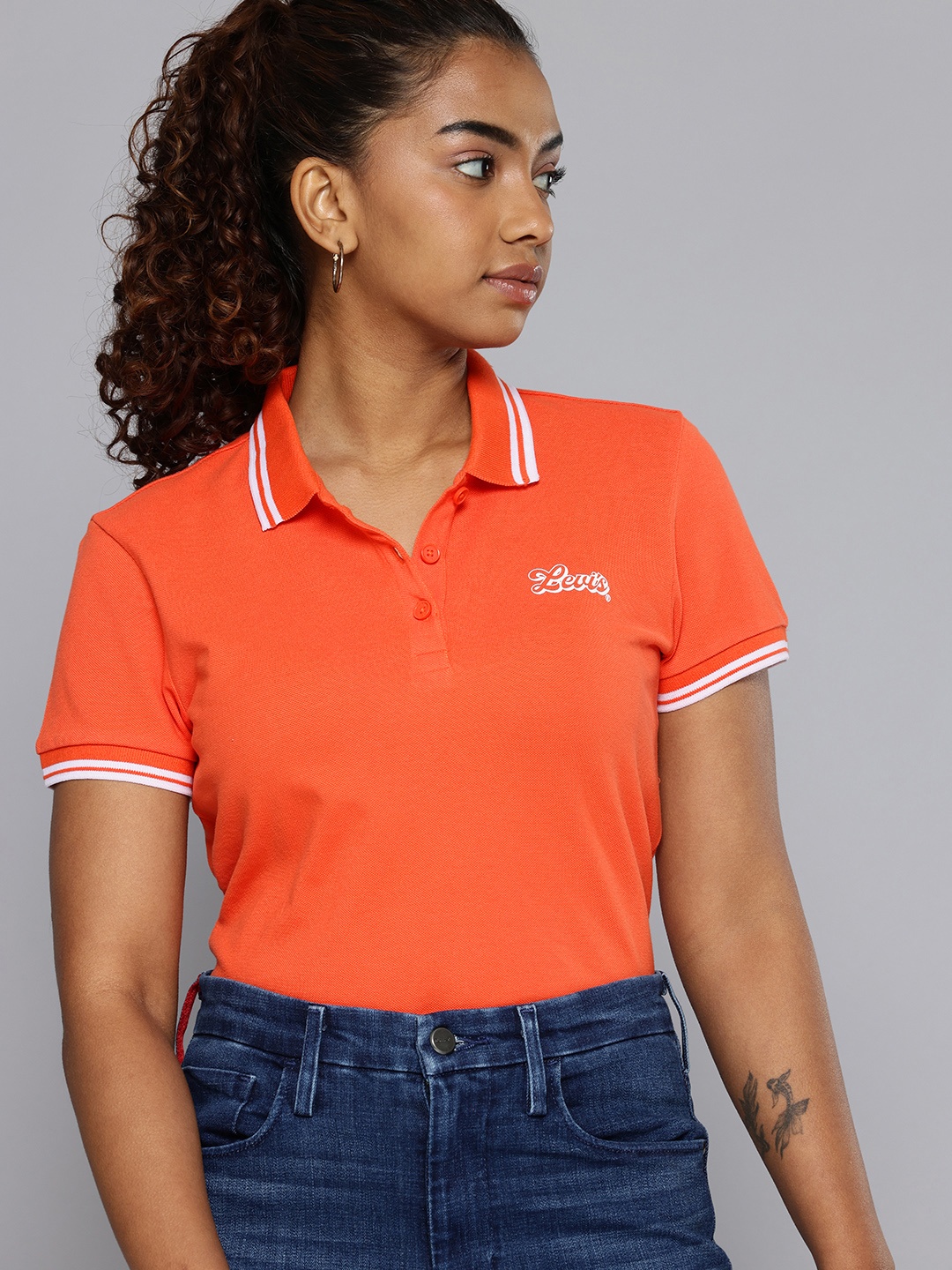 

Levis Pure Cotton Polo Collar T-shirt, Orange