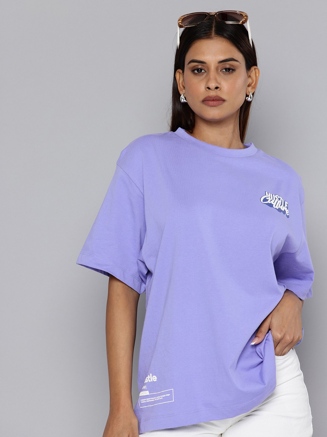 

Levis Pure Cotton Drop-Shoulder Sleeves Oversized T-shirt, Violet