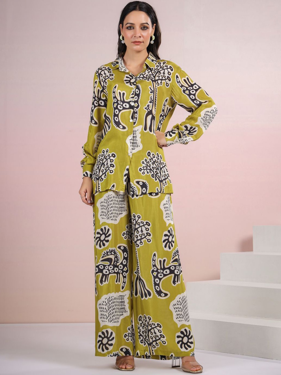

Coordnord Printed Long Sleeves Shirt & Trousers, Green