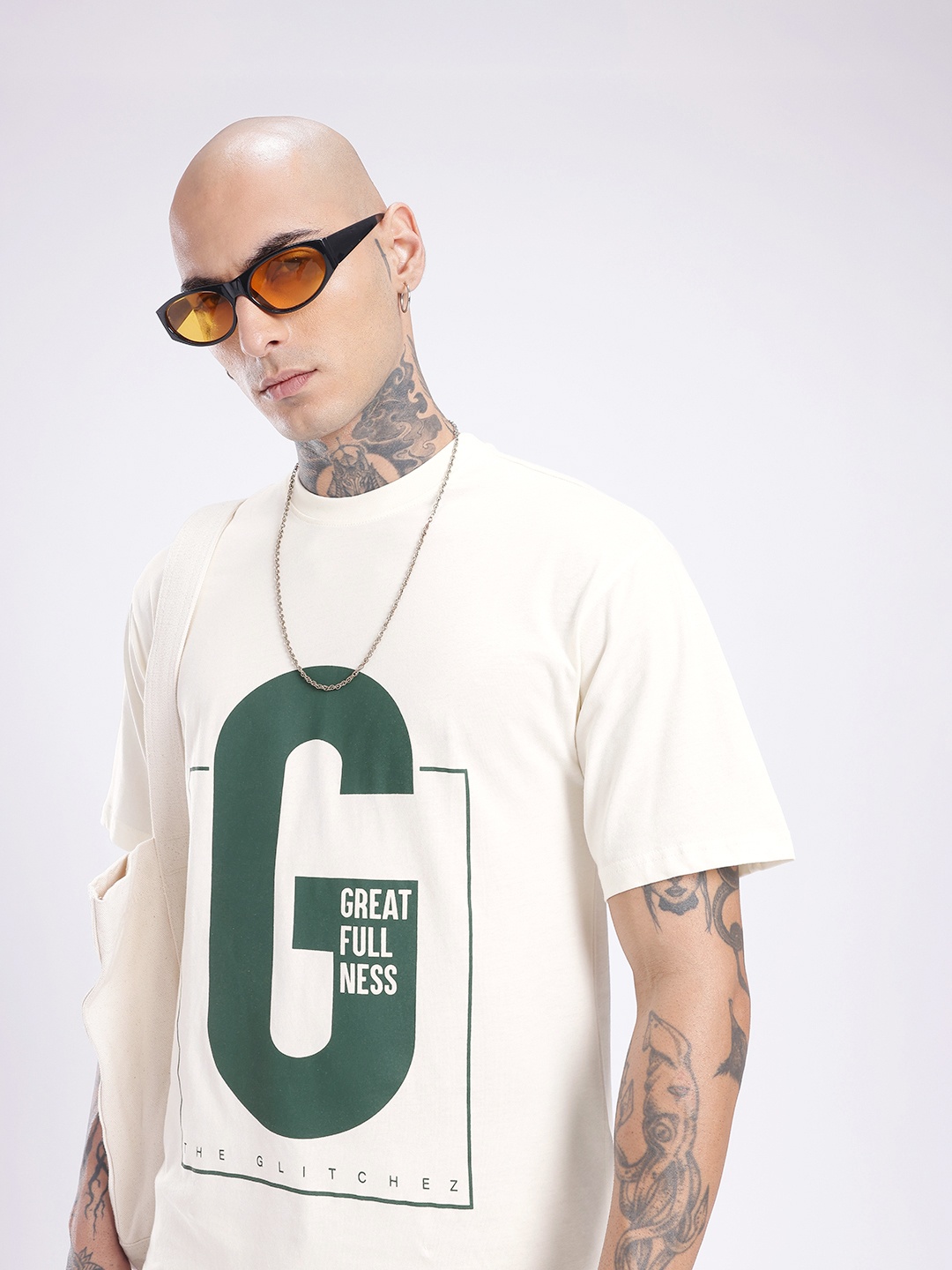 

glitchez Urban Dope Printed Relaxed T-shirt, Cream