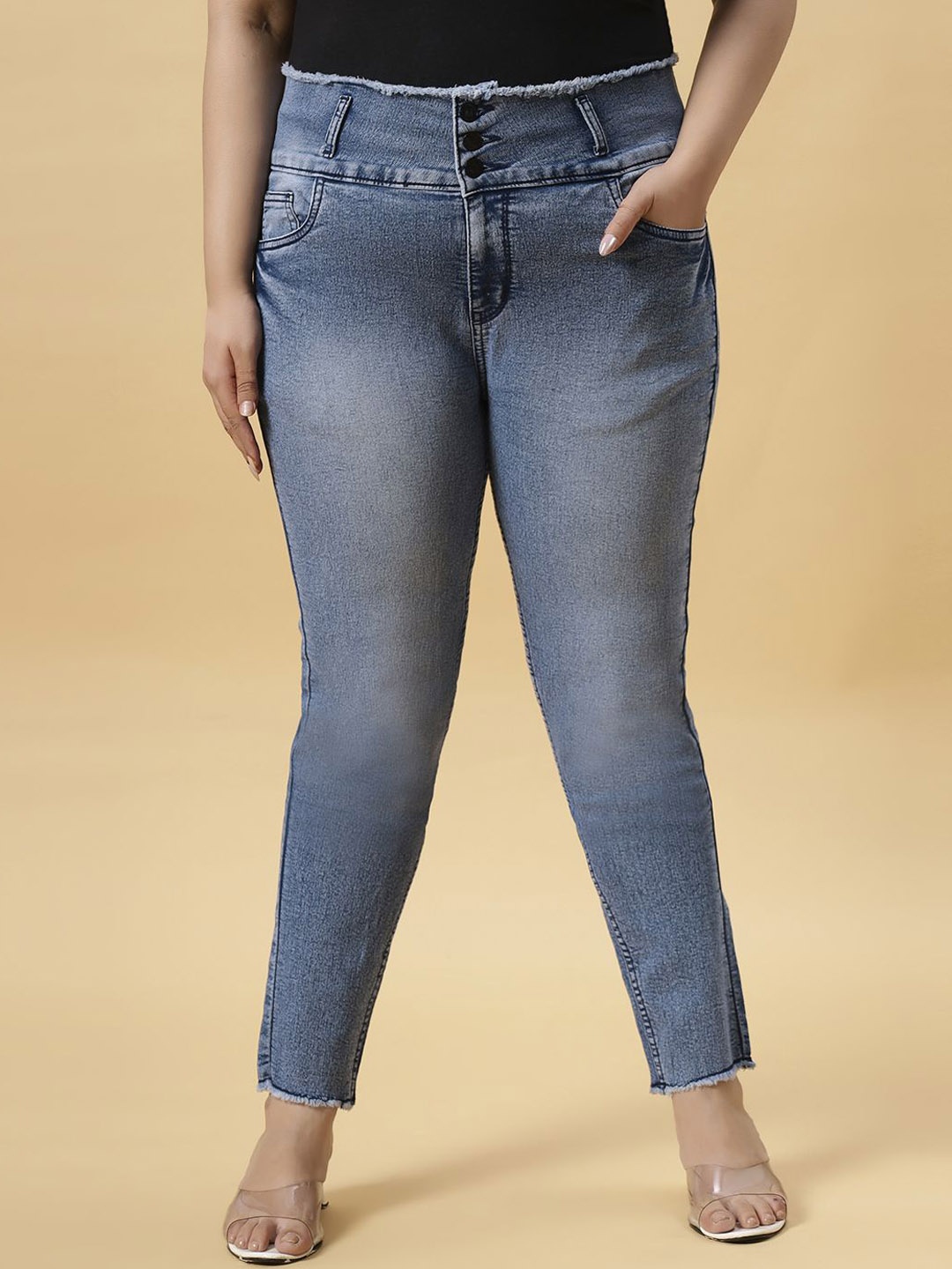 

HJ HASASI Women Slim Fit High-Rise Stretchable Jeans, Blue