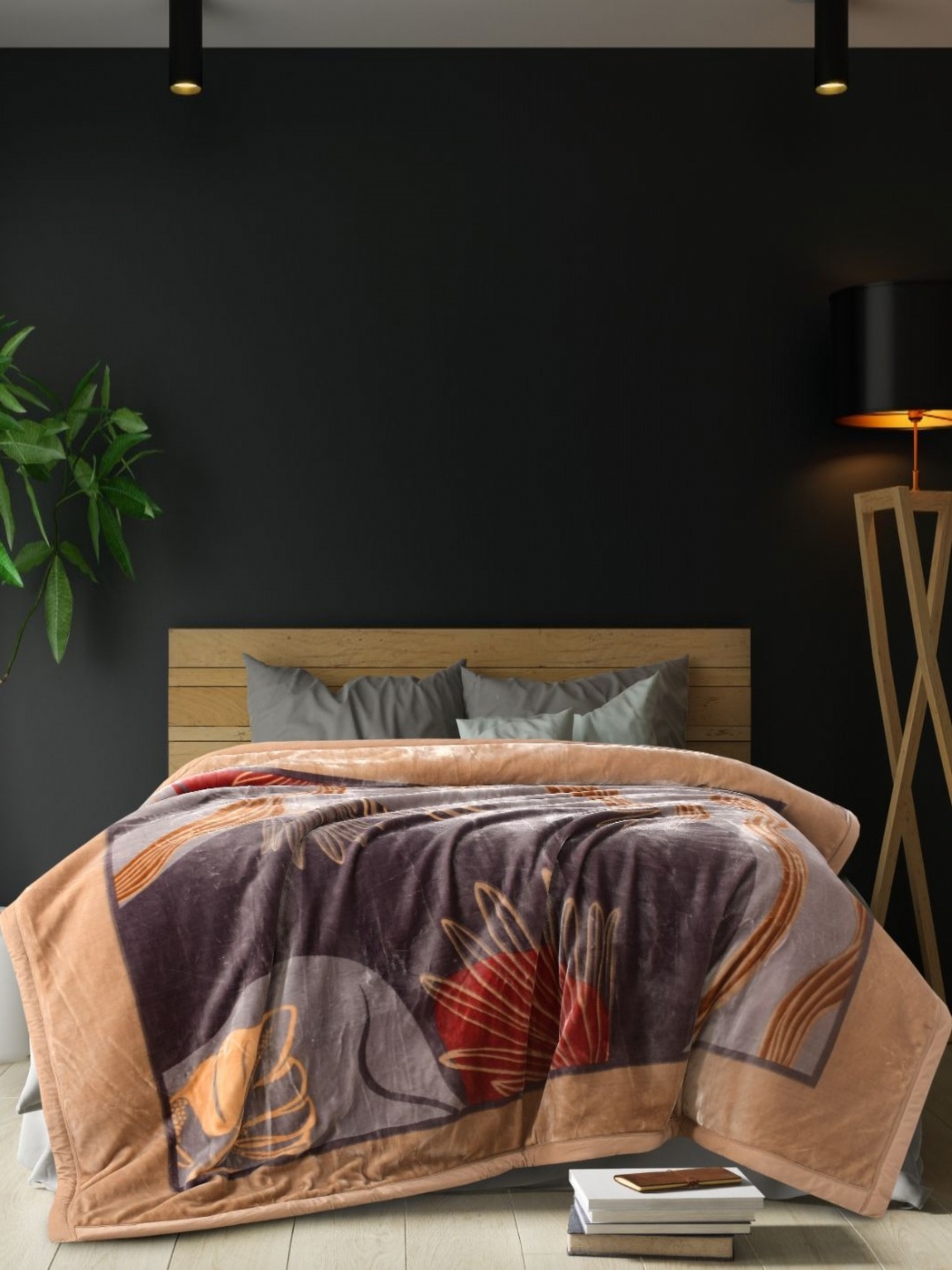 

Florida Mink Beige & Orange Fur Double Bed Comforter