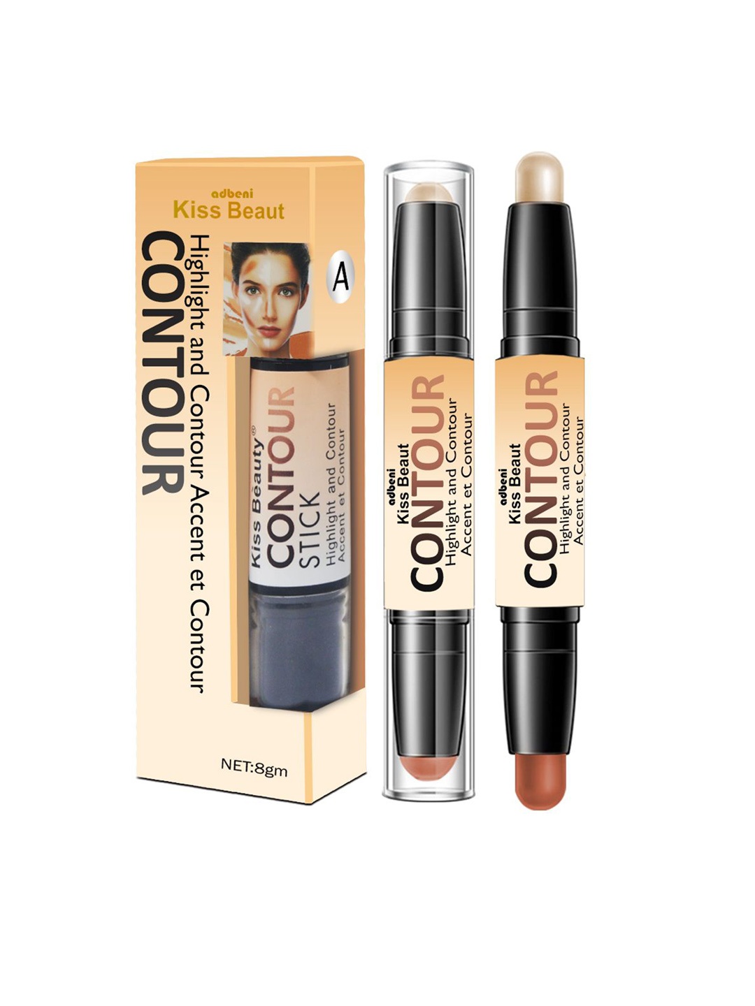 

Adbeni Kiss Beaut Contour & Highlighter Stick - 8 g - A, Beige