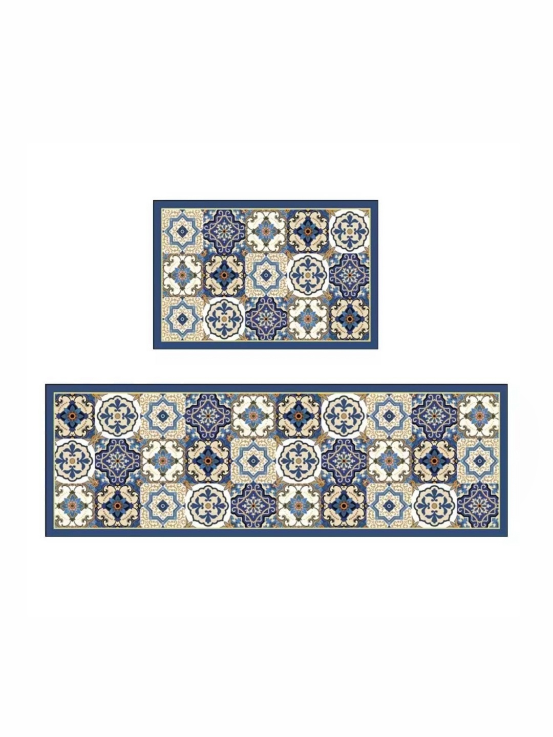 

HomeCloud Blue & Beige 2 Pieces Floral Printed Anti-Skid Kitchen Floor Mats