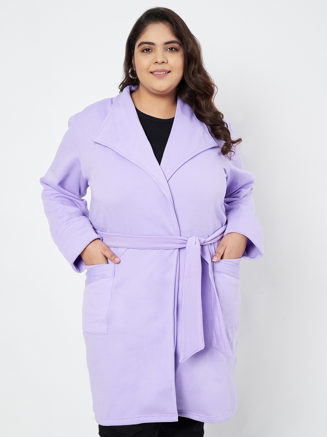 

BRINNS Women Plus Size Single-Breasted Overcoat, Lavender