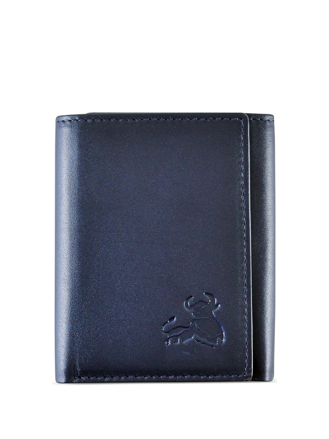 

CONTACTS Men Leather Three Fold Wallet, Blue