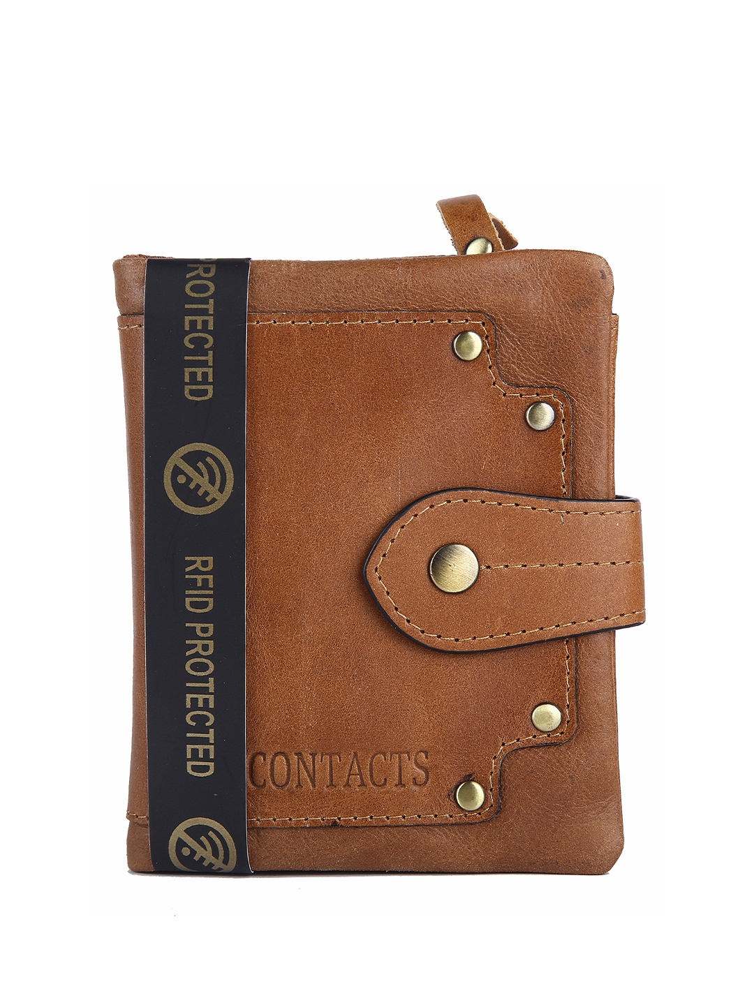 

CONTACTS Men Leather Two Fold Wallet, Beige