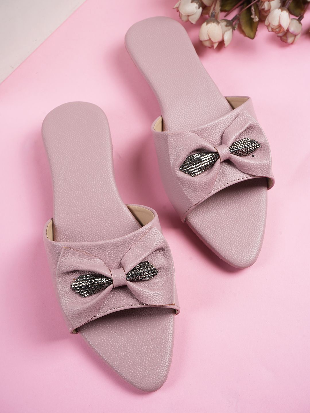 

Walkfree Women Open Toe Flats with Bows, Lavender