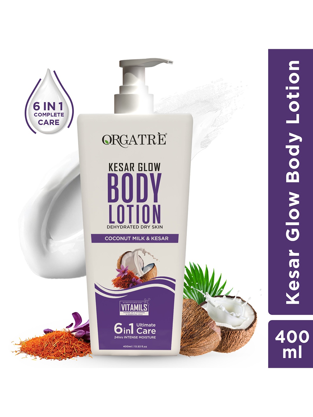 

Orgatre Kesar Glow Body Lotion With Coconut Milk - 400 ml, White