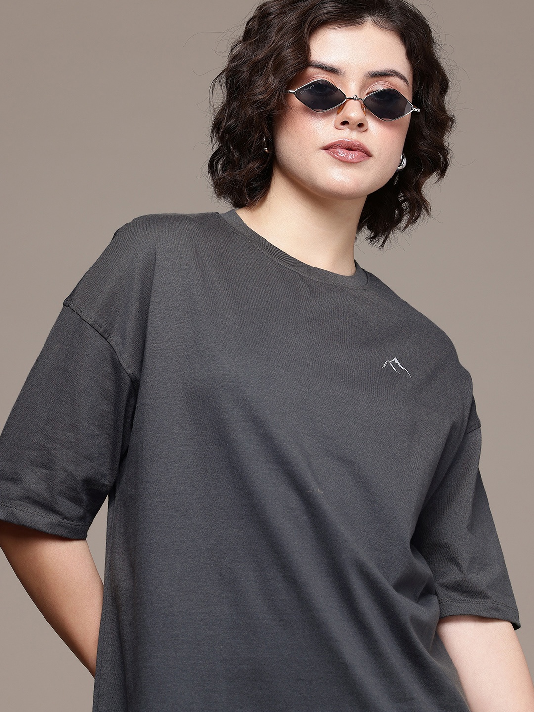

The Roadster Life Co. Oversized Fit Pure Cotton T-Shirt, Grey