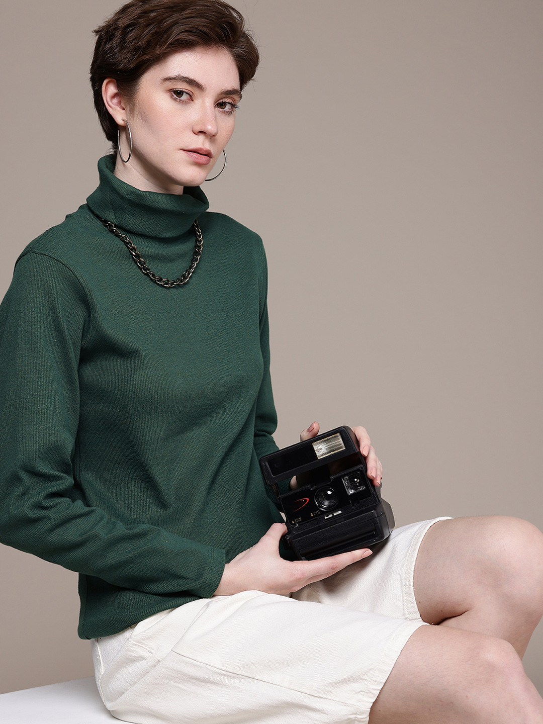 

The Roadster Life Co. Ribbed Turtle Neck Pullover, Green