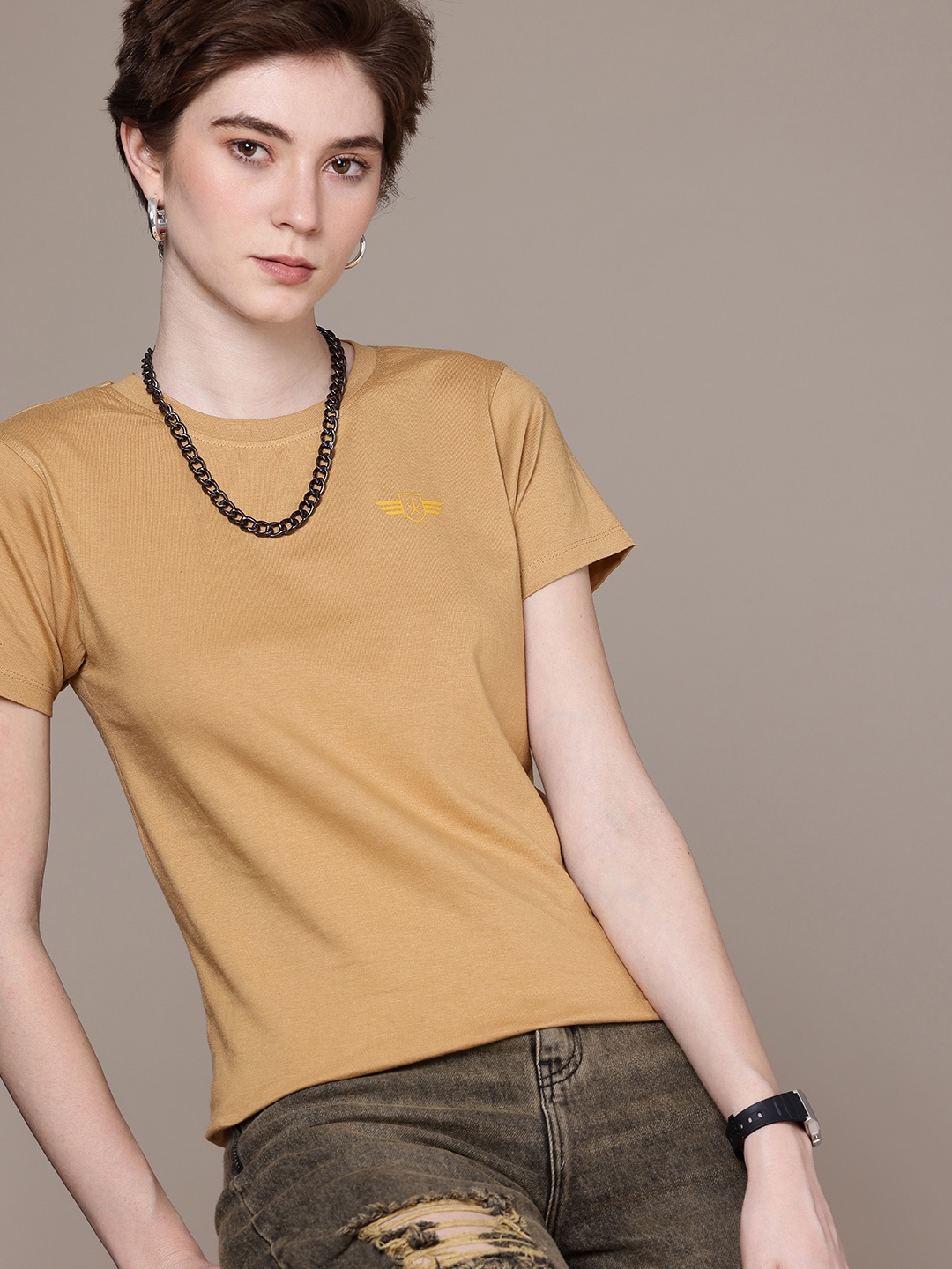 

The Roadster Life Co. Pure Cotton T-shirt, Brown