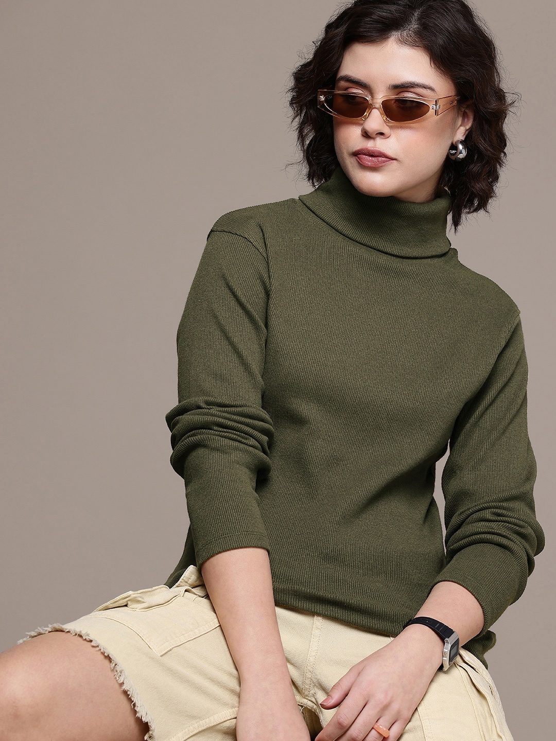 

The Roadster Life Co. Turtle Neck Ribbed Pullover Sweater, Olive