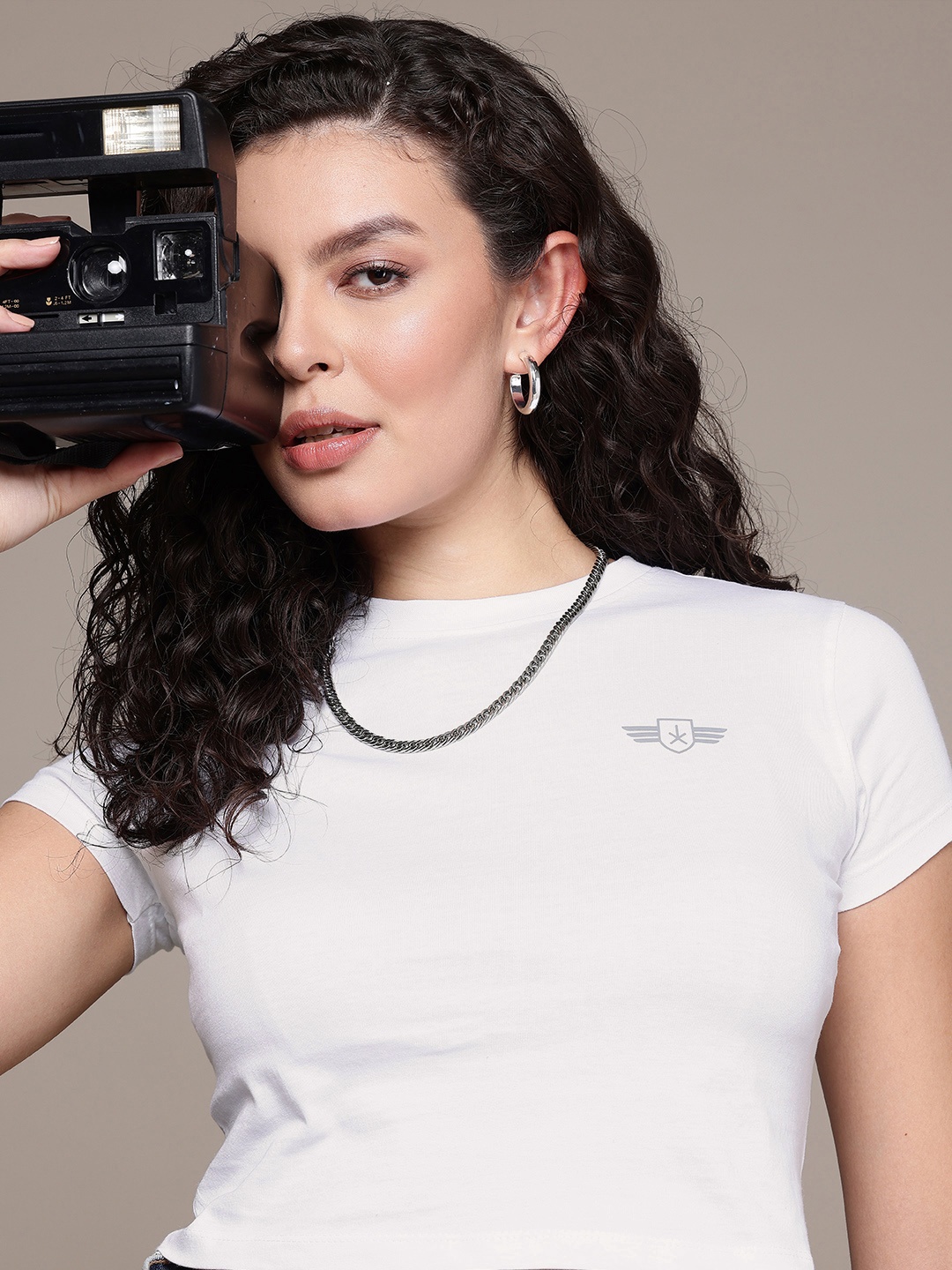 

The Roadster Life Co. Cropped Pure Cotton T-shirt, White
