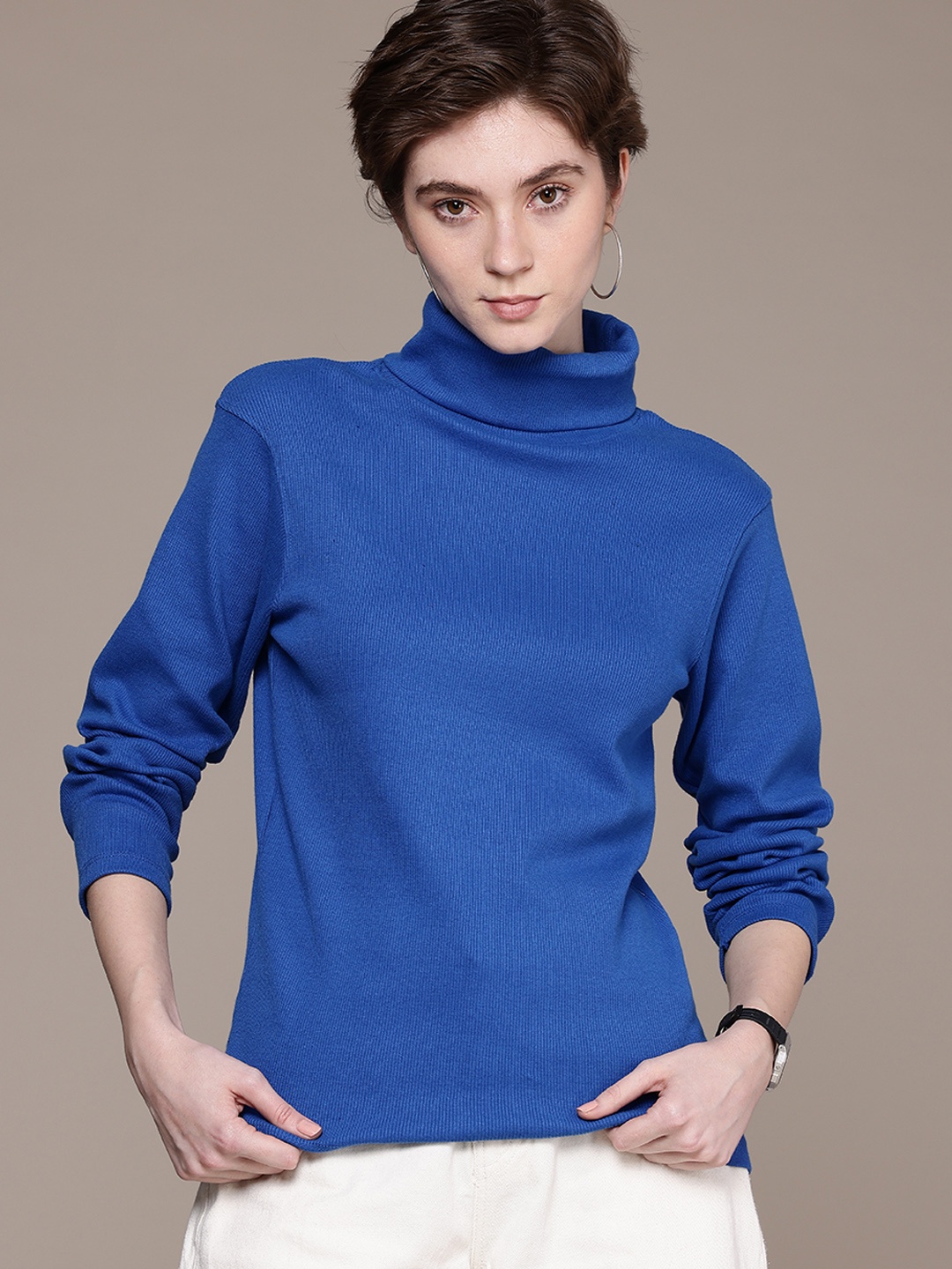 

The Roadster Life Co. Ribbed Turtle Neck Pullover, Blue