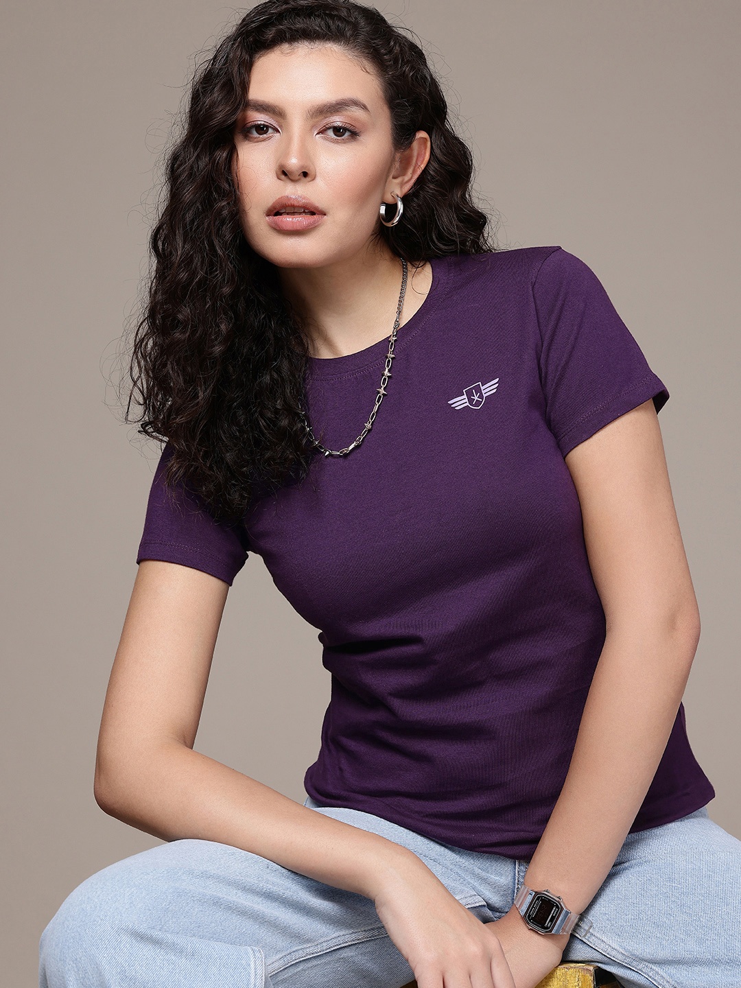 

The Roadster Life Co. Pure Cotton T-shirt, Purple
