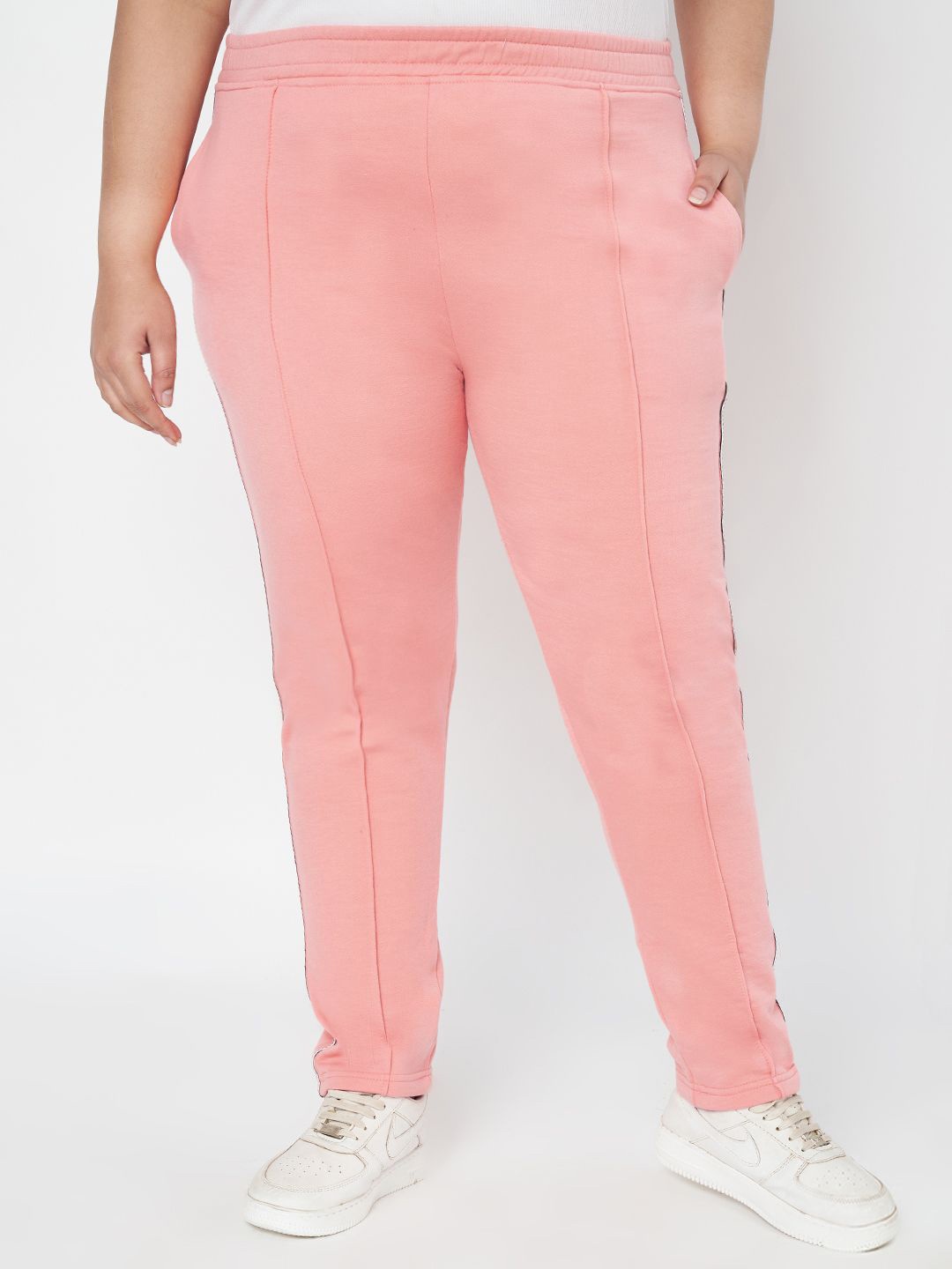 BRINNS Women Slim-Fit Mid Rise Track Pants, Pink