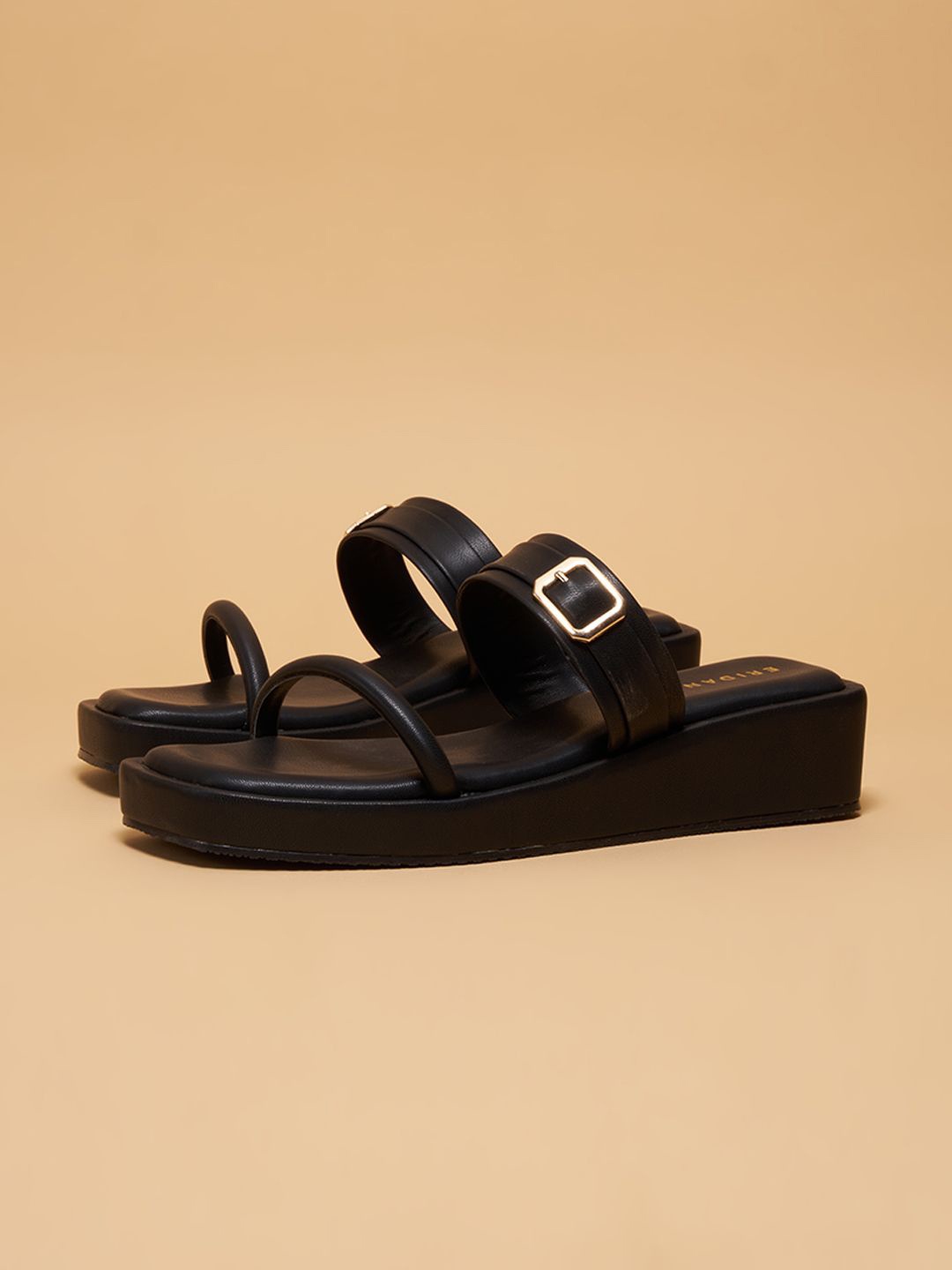 ERIDANI Emiliaa Buckle Flats, Black