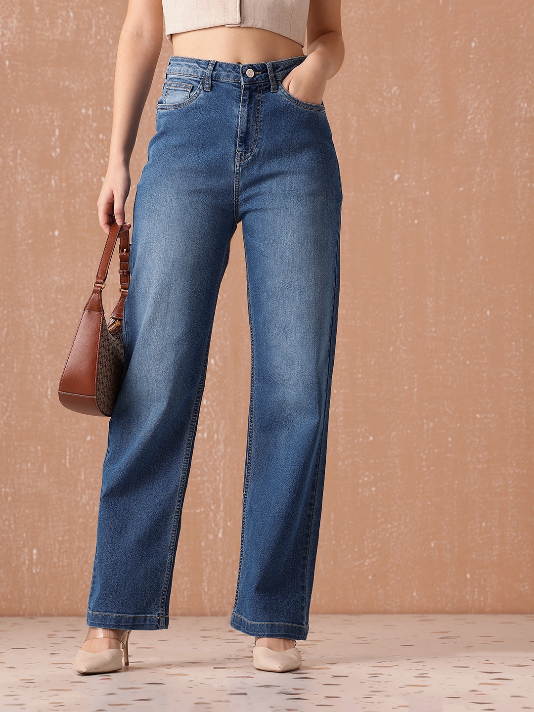 

all about you Women Straight Fit High-Rise Light Fade Stretchable Jeans, Blue