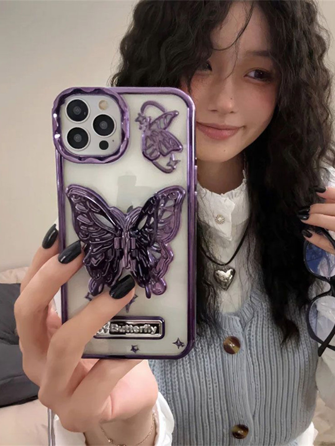 

Luxury Kase LK113 Electroplate iPhone 13 Pro Max Back Case, Purple