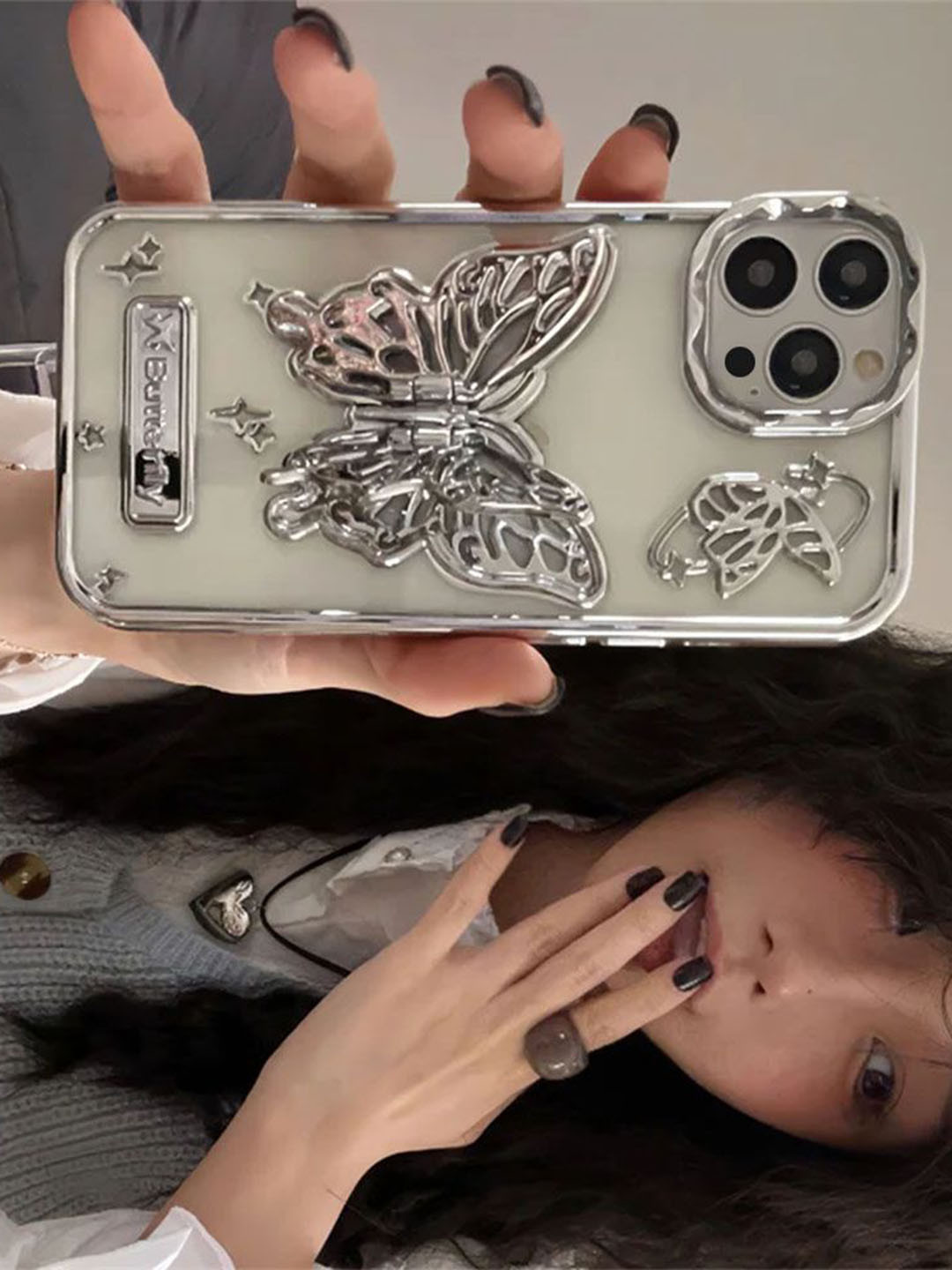 

Luxury Kase LK113 Electroplate iPhone 14 Pro Max Back Case, Silver