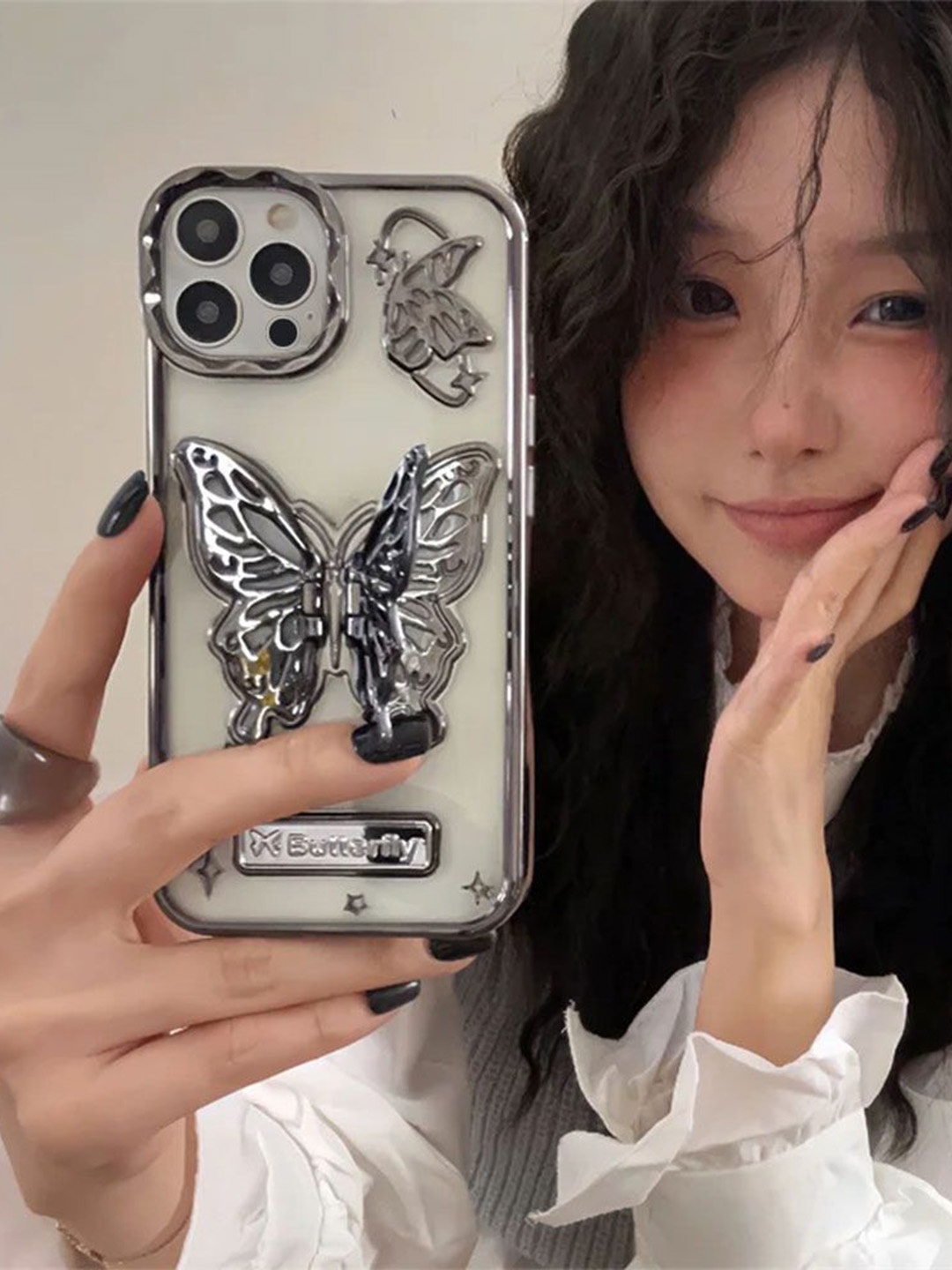 

Luxury Kase LK113 Electroplate iPhone 14 Pro Back Case, Silver