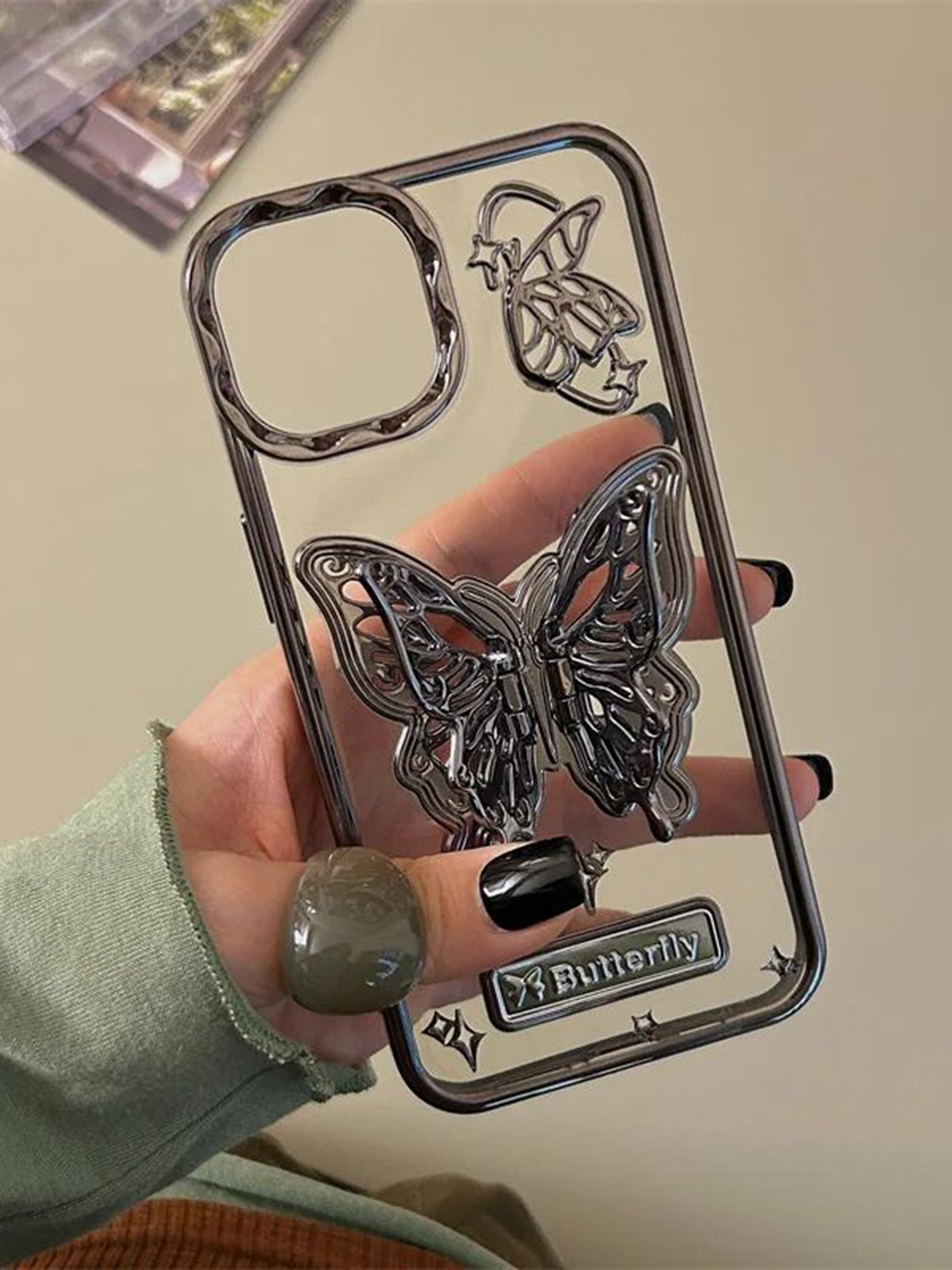 

Luxury Kase LK113 Electroplate iPhone 14 Pro Max Back Case, Black