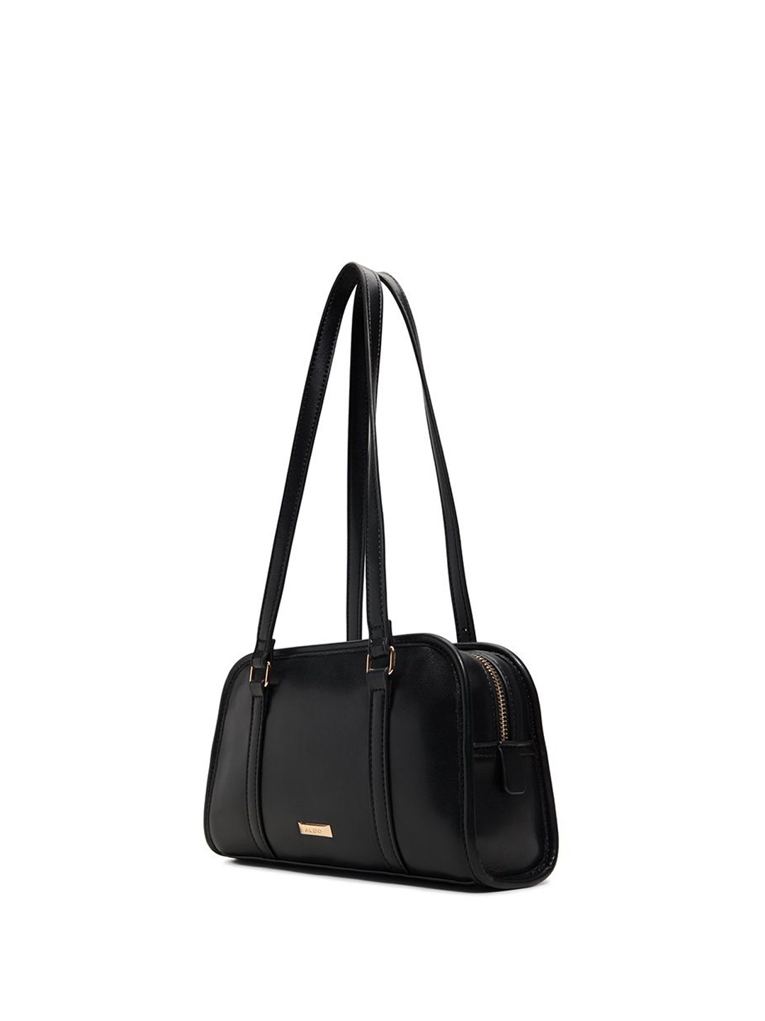 

ALDO Women Solid Bowling Leather Shoulder Bag, Black
