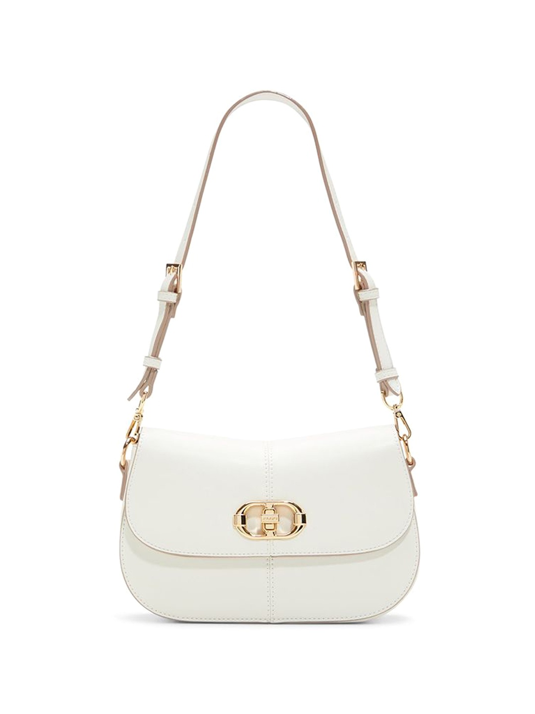 

ALDO Women RUYANA Solid Structured Leather Shoulder Bag, White