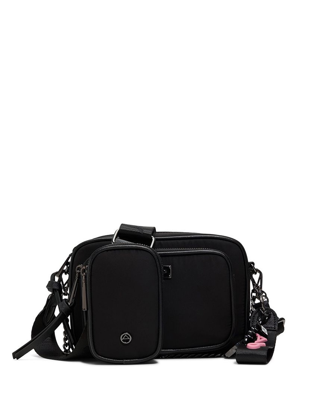 

ALDO Women Solid Structured Leather Sling Bag, Black
