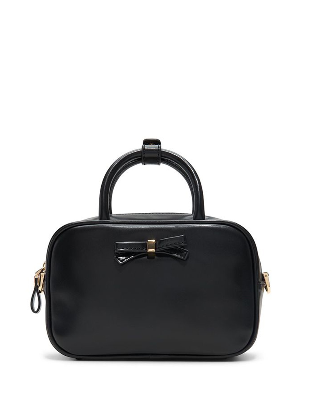 

ALDO Women Solid Structured Leather Handheld Bag, Black