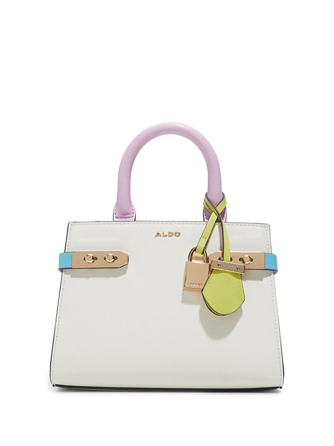 

ALDO Women LISBON Solid Structured Leather Handheld Bag, White