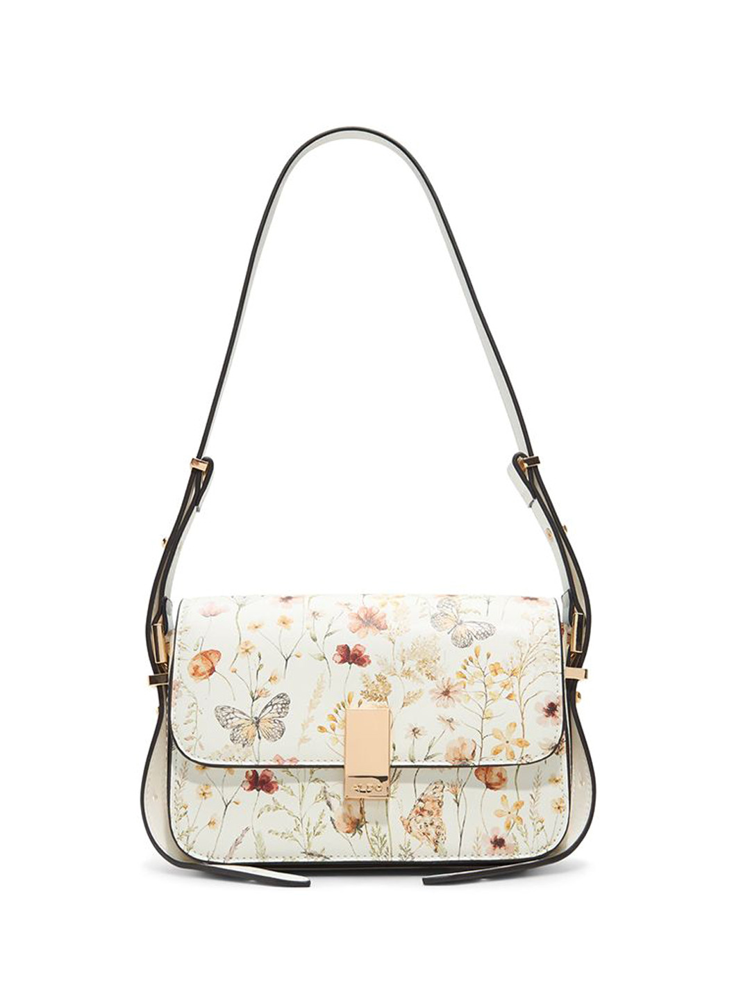 

ALDO Women ETEINI Floral Printed Structured Leather Shoulder Bag, Off white