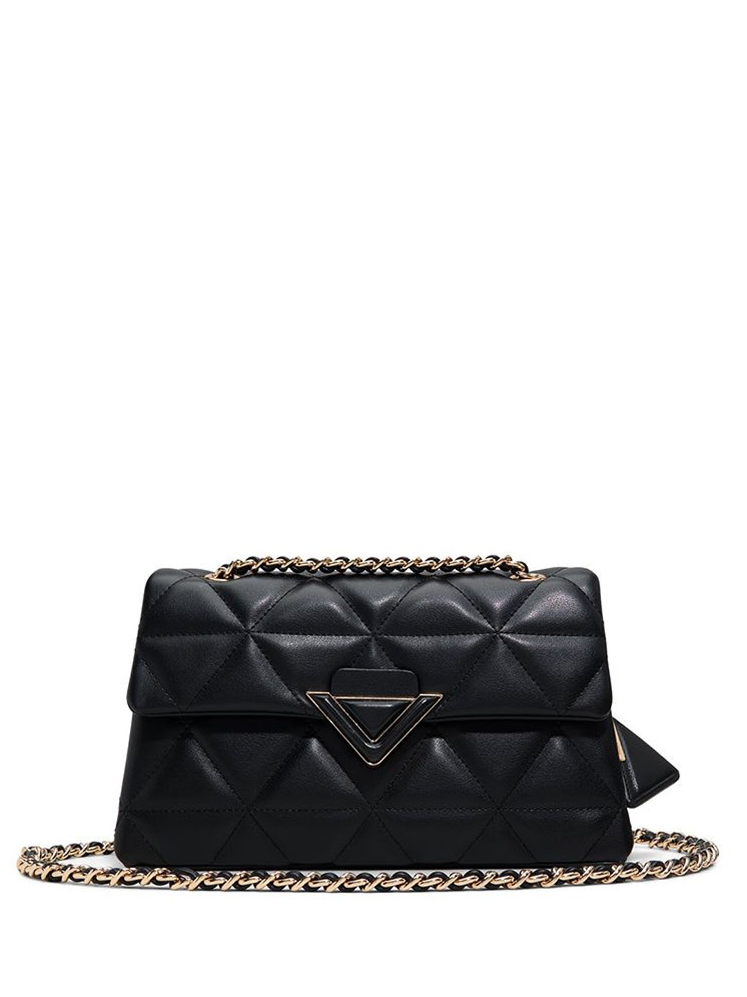 

ALDO Women Solid Structured Leather Sling Bag, Black