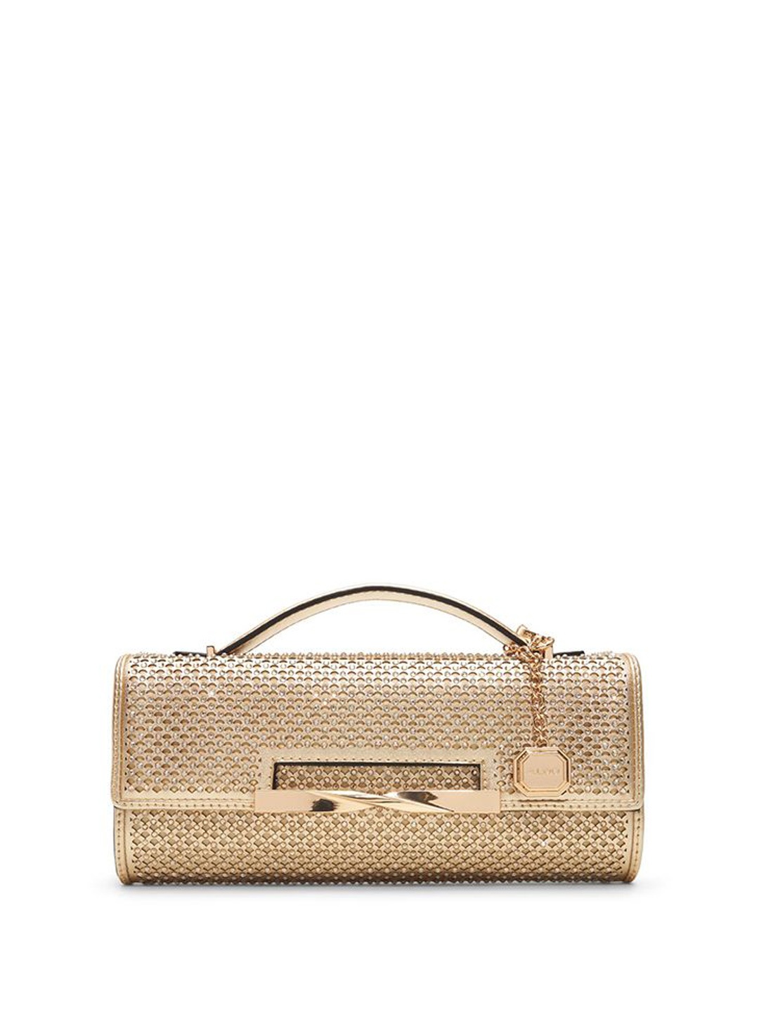 

ALDO Women Embellished Structured Leather Handheld Bag, Gold