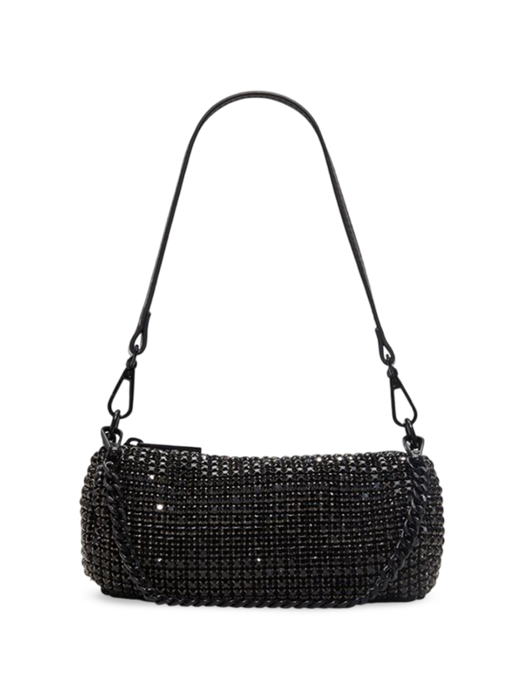 

ALDO Women Embellished Structured Leather Shoulder Bag, Black
