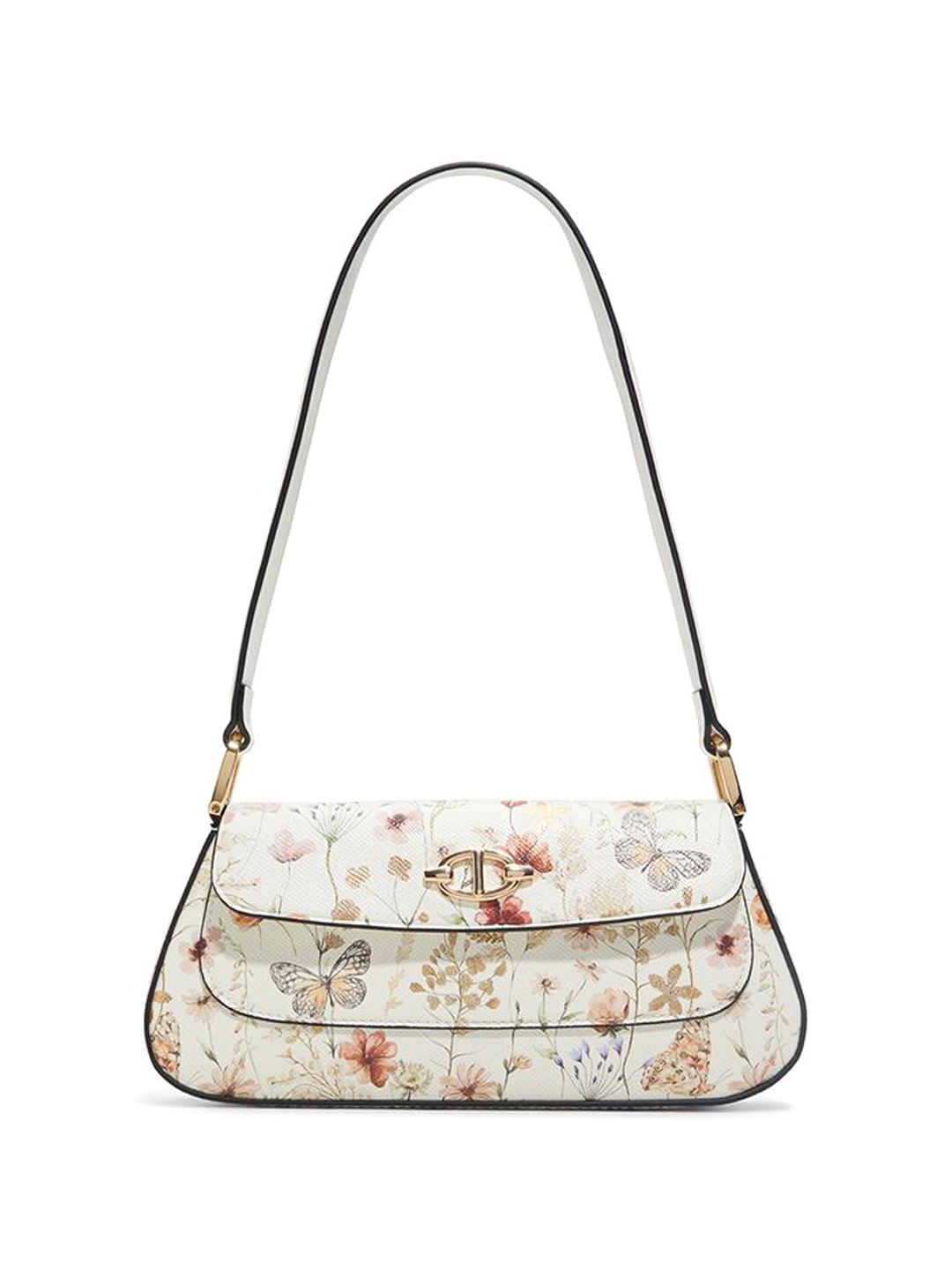 

ALDO Women WAFIYA Floral Printed Half Moon Leather Shoulder Bag, Orange