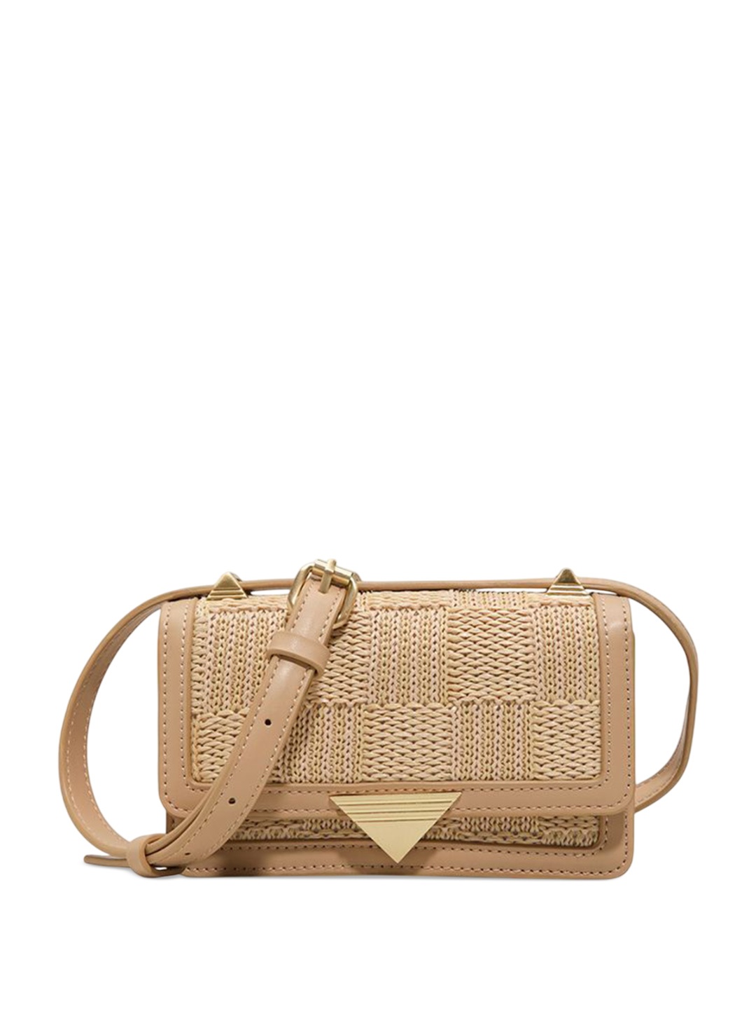 

ALDO Women Textured Structured Leather Sling Bag, Beige