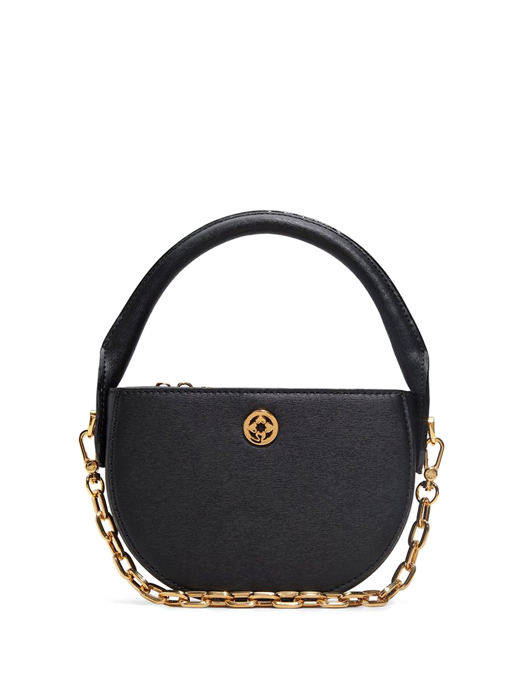 

ALDO Women QUINNIE Solid Structured Leather Handheld Bag, Black