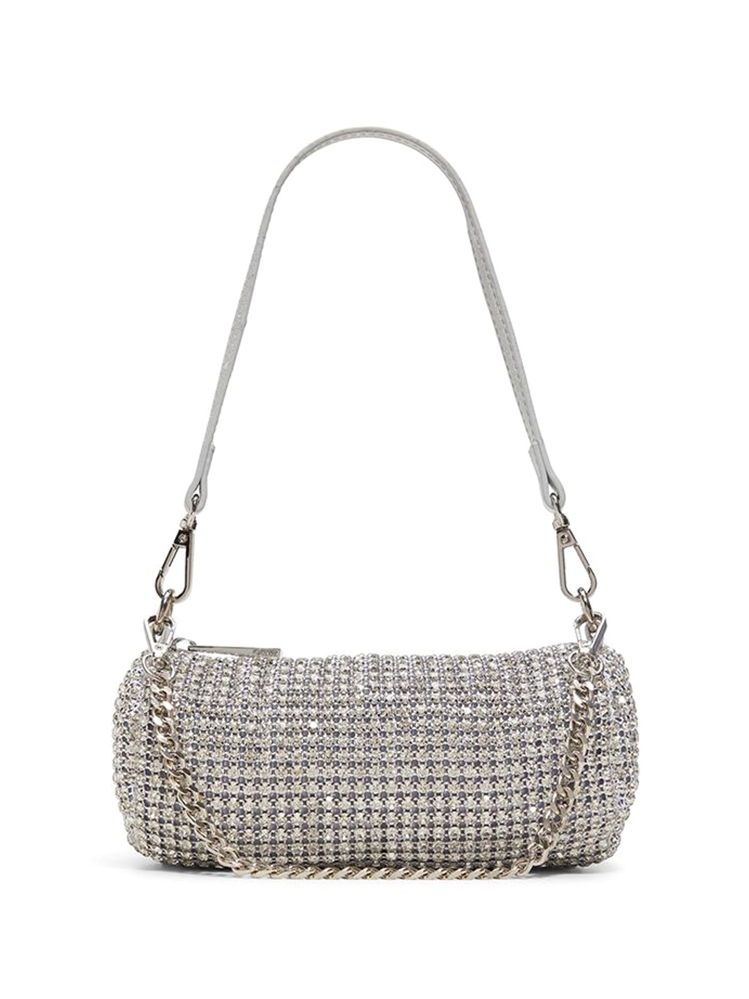 

ALDO Women Embellished Structured Leather Shoulder Bag, Silver