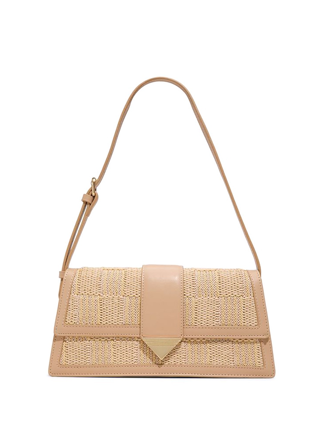 

ALDO Women Textured Structured Leather Shoulder Bag, Beige