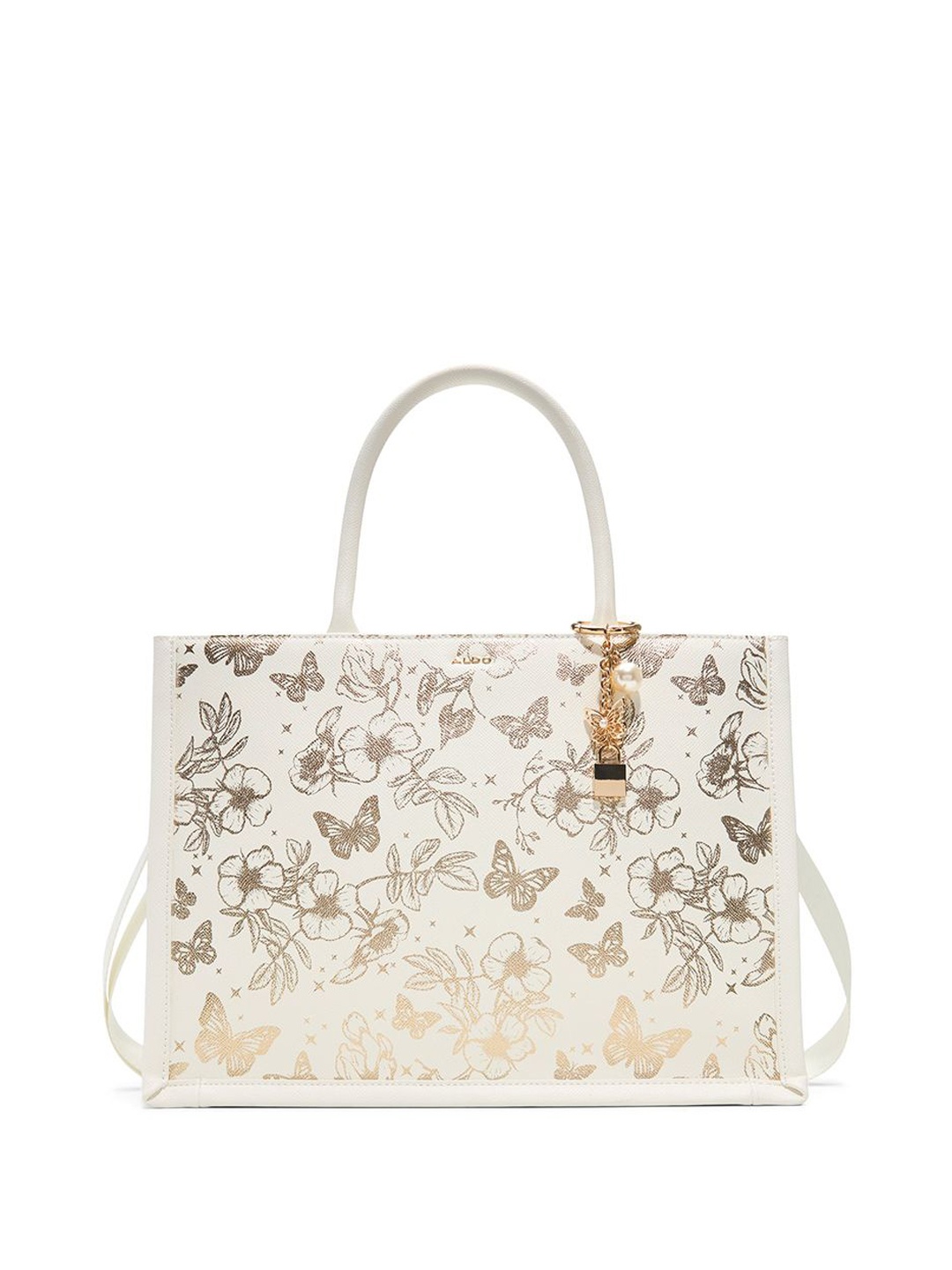 

ALDO Women FLORENCY Floral Printed Structured Leather Handheld Bag, Beige