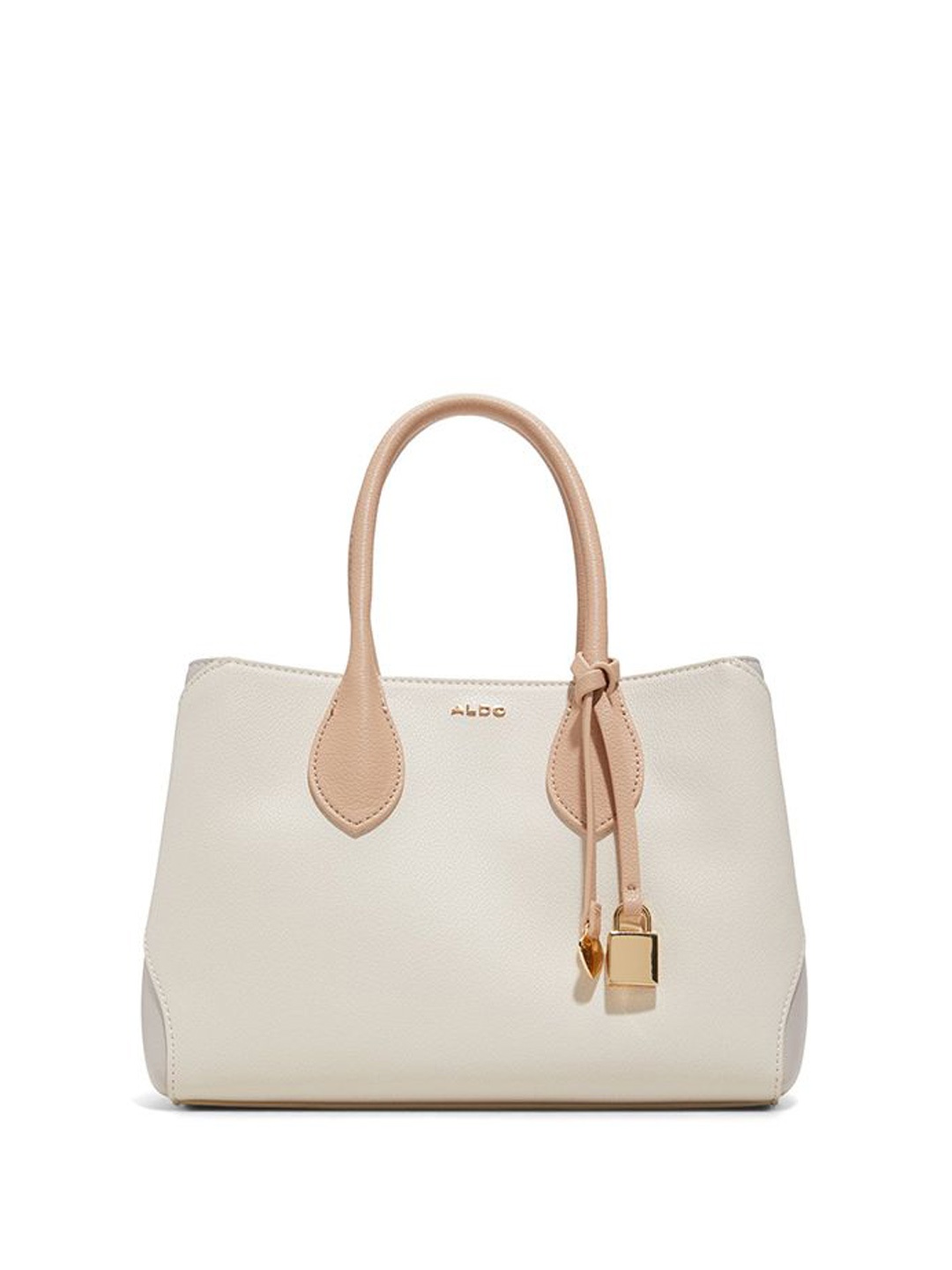 

ALDO Women BIRIN Solid Structured Leather Handheld Bag, Beige