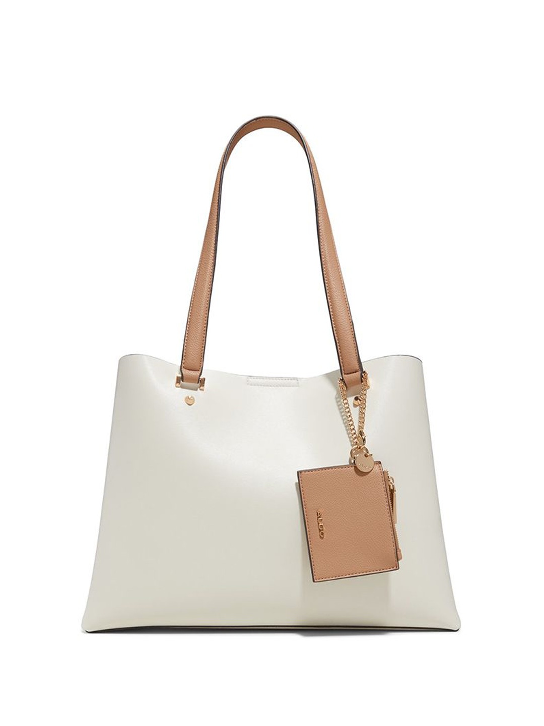 

ALDO Women KORER Solid Shopper Leather Shoulder Bag With Pouch, Beige