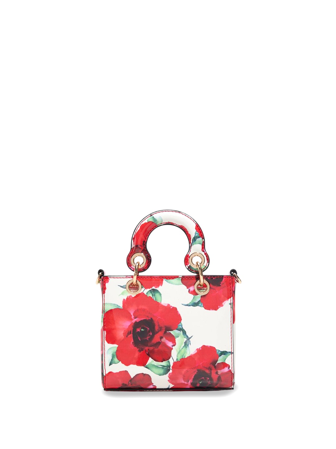 

ALDO Women REDROSES Floral Printed Structured Leather Handheld Bag, White