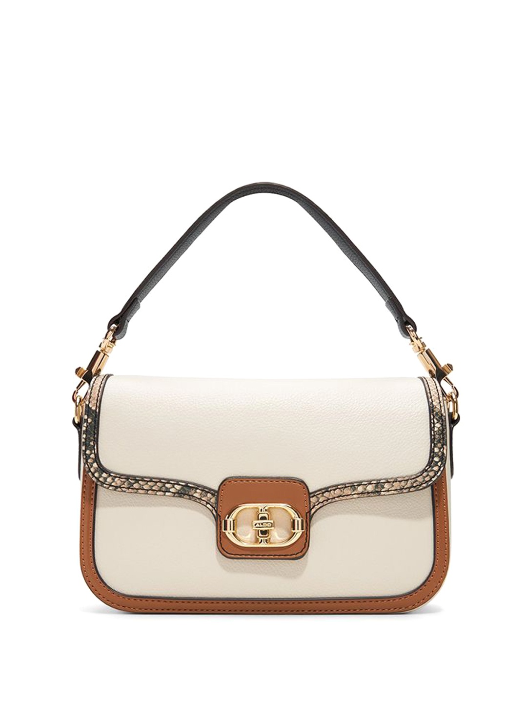 

ALDO Women LANDENDERIEL Solid Structured Leather Handheld Bag, Cream