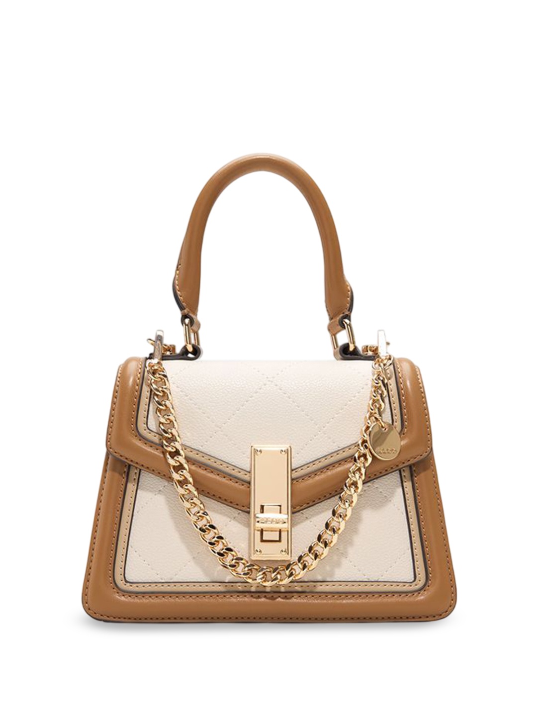 

ALDO Women Textured Structured Leather Handheld Bag, Beige