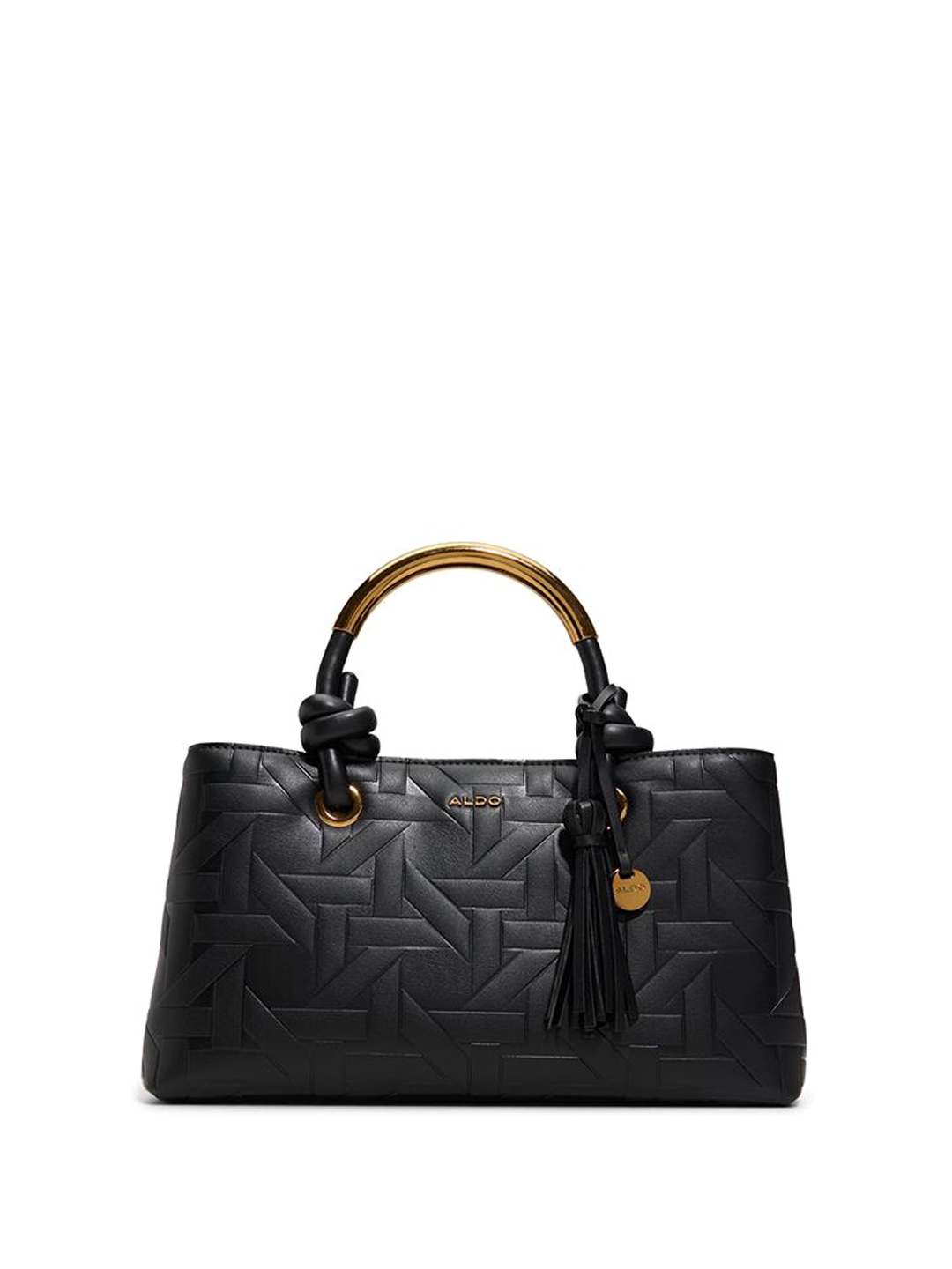 

ALDO Women Textured Structured Leather Handheld Bag, Black