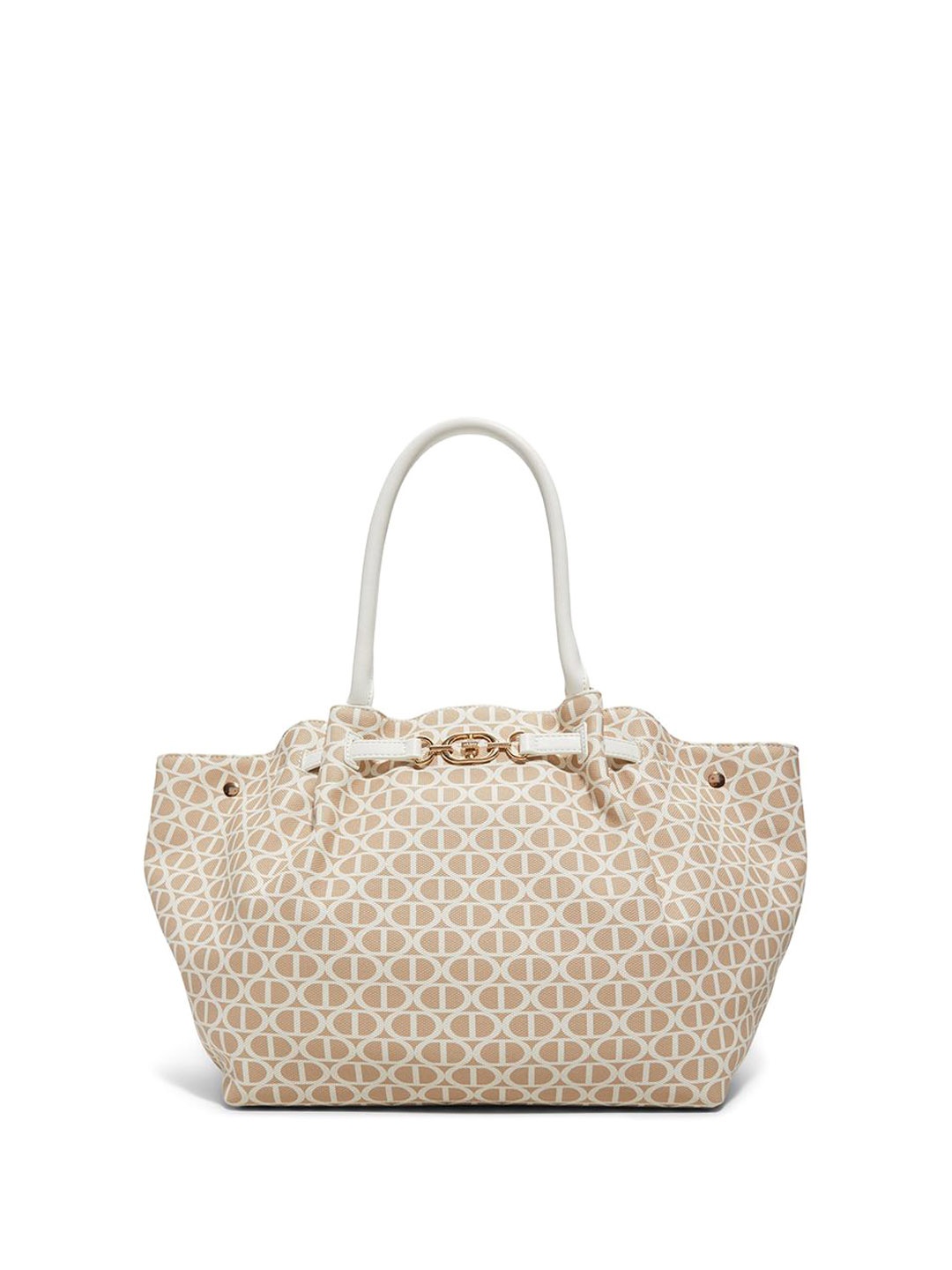 

ALDO Women Geometric Printed Swagger Leather Shoulder Bag, Beige